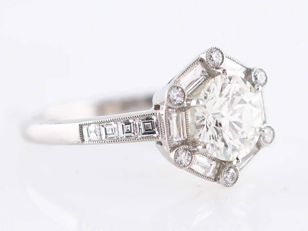 Engagement Ring Modern .98 Round Brilliant Cut Diamond in Platinum - Image 4