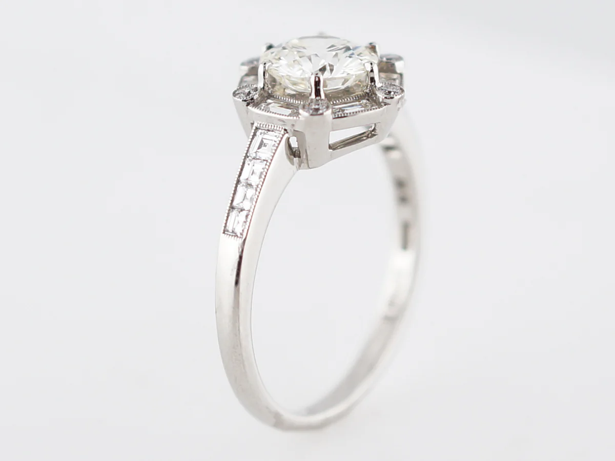 Engagement Ring Modern .98 Round Brilliant Cut Diamond in Platinum - Image 6