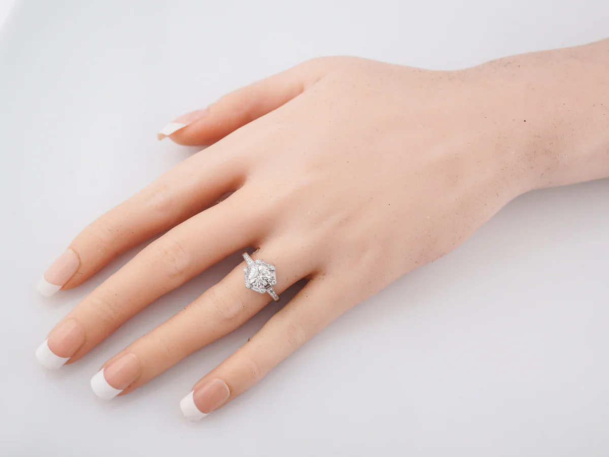 Engagement Ring Modern .98 Round Brilliant Cut Diamond in Platinum - Image 8