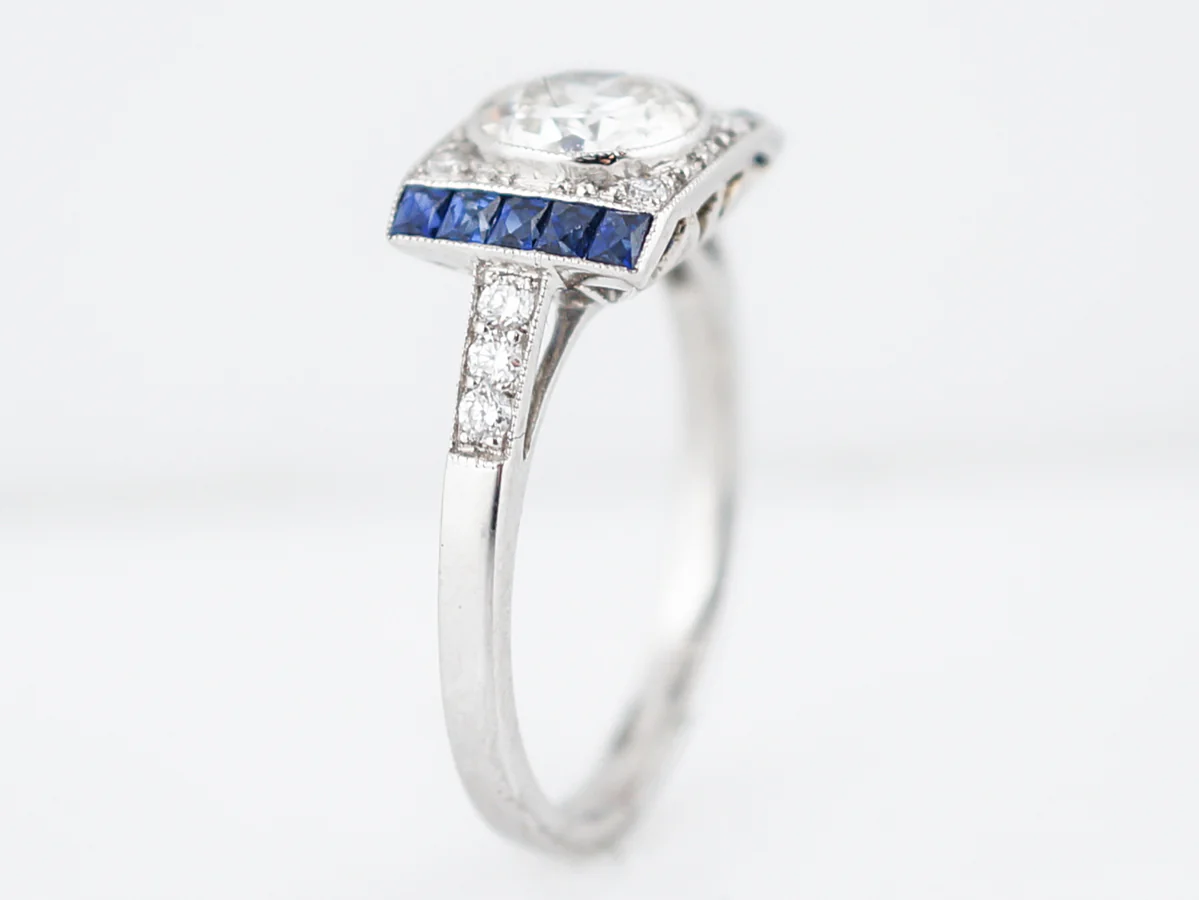 **RTV 1/10/19**Engagement Ring Modern .99 Old European Cut Diamond in Platinum - Image 4