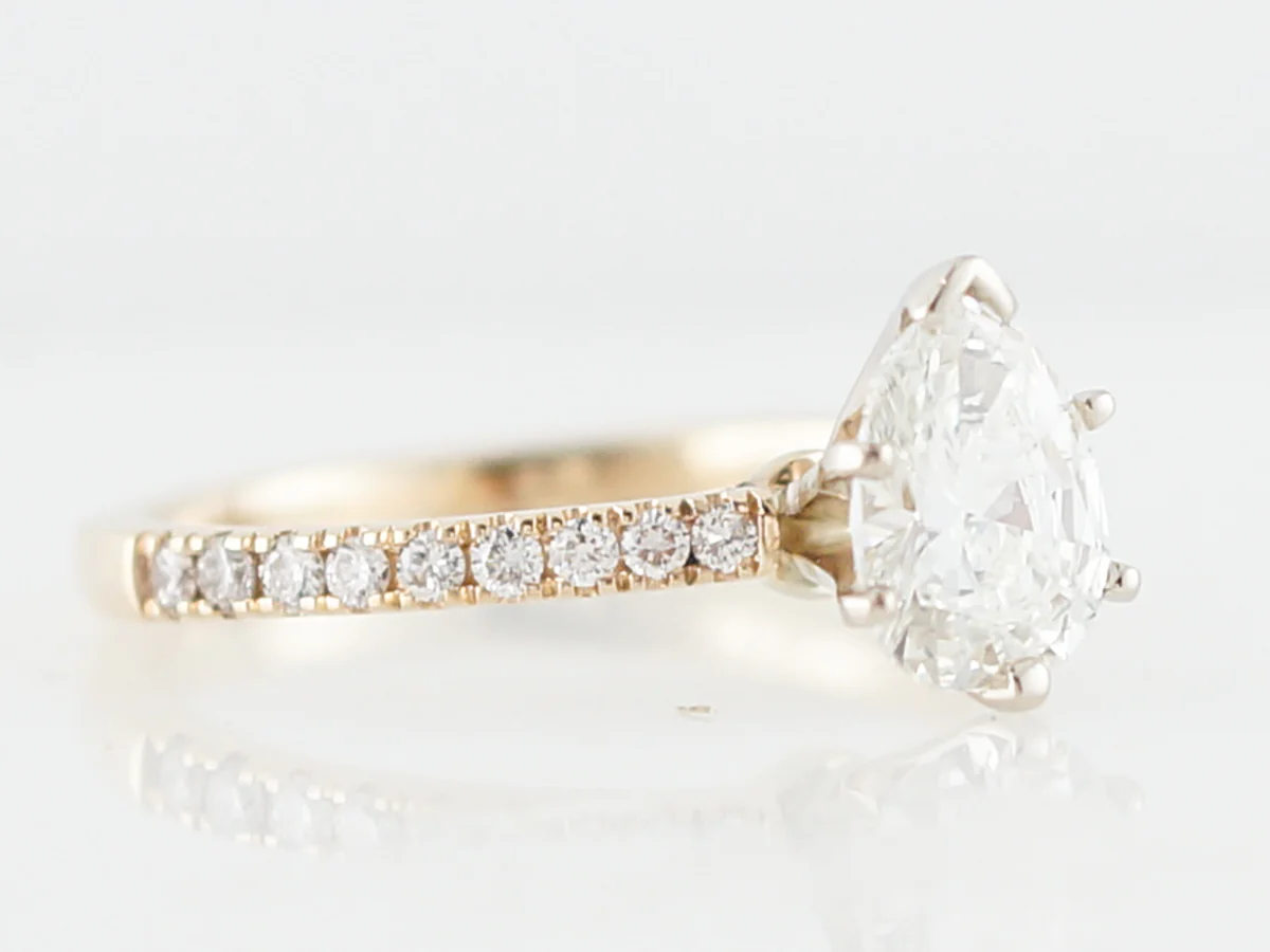 Engagement Ring Modern GIA 1.17 Pear Cut Diamond in 14k Yellow Gold - Image 3