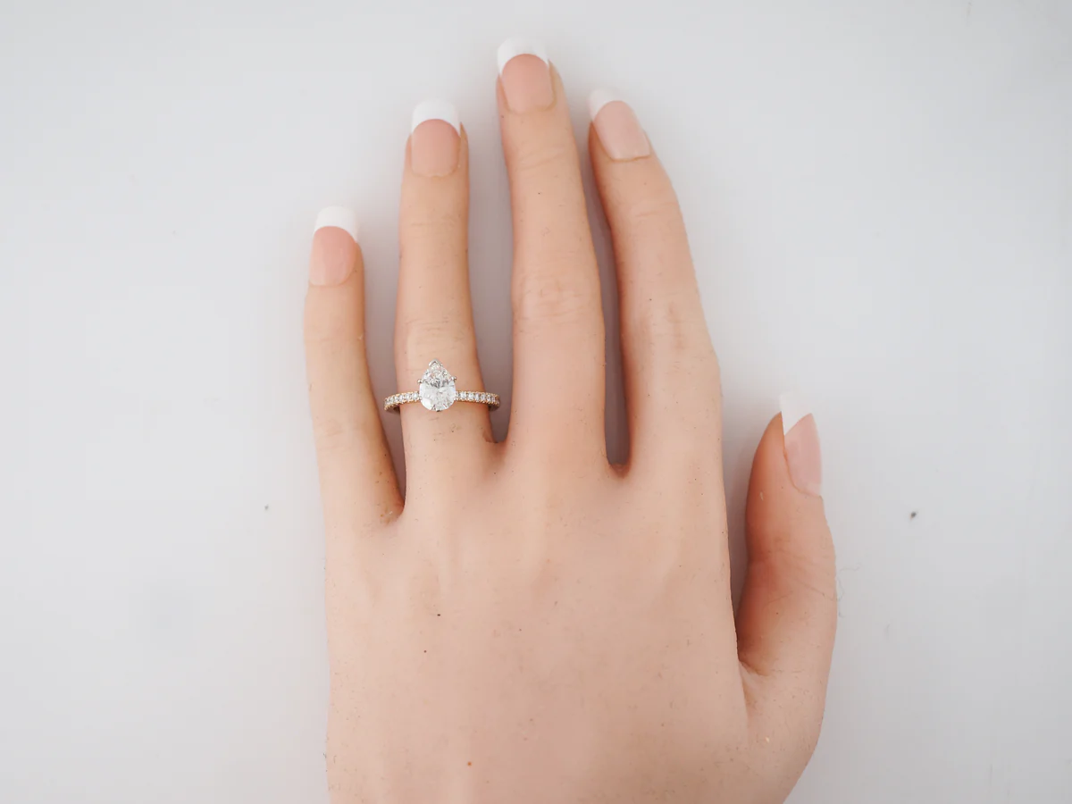 Engagement Ring Modern GIA 1.17 Pear Cut Diamond in 14k Yellow Gold - Image 6