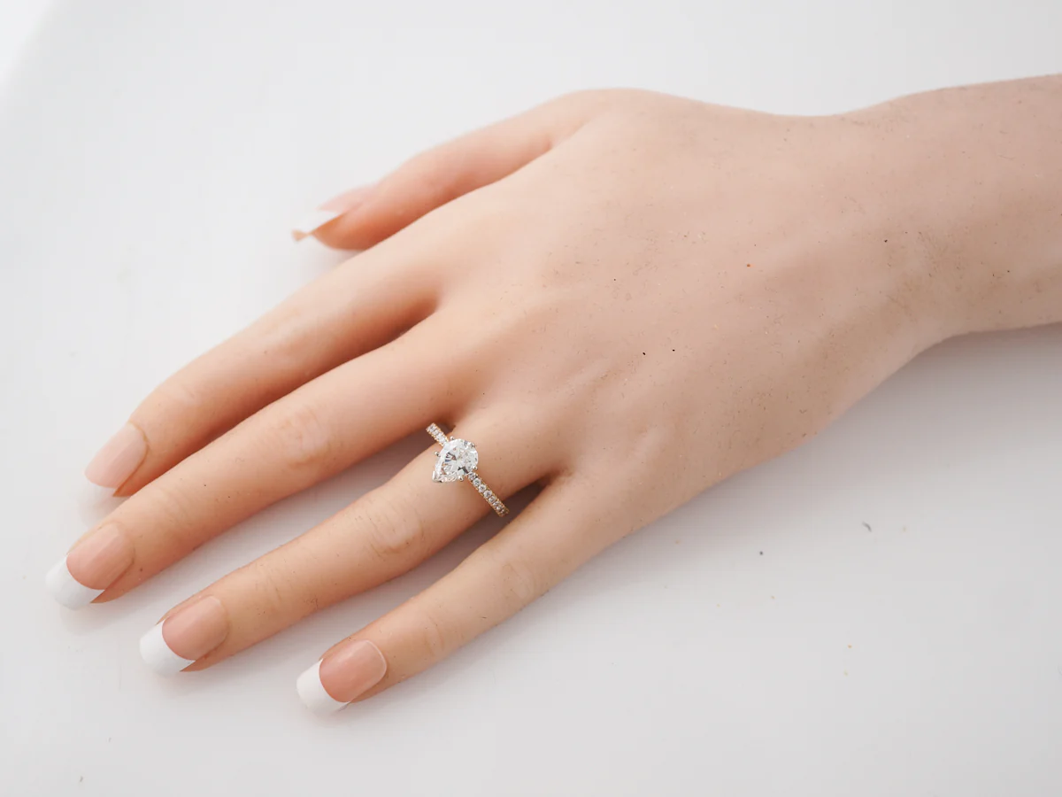 Engagement Ring Modern GIA 1.17 Pear Cut Diamond in 14k Yellow Gold - Image 7