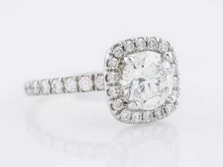 Engagement Ring Modern GIA 1.42 Round Brilliant Cut Diamond in 14k White Gold - Image 3