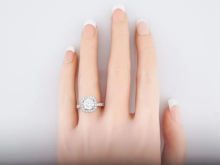 Engagement Ring Modern GIA 1.42 Round Brilliant Cut Diamond in 14k White Gold - Image 7