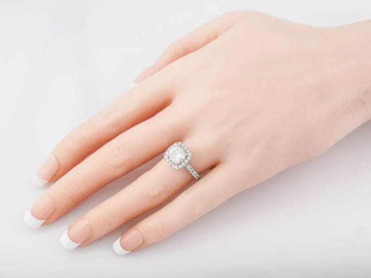 Engagement Ring Modern GIA 1.42 Round Brilliant Cut Diamond in 14k White Gold - Image 8