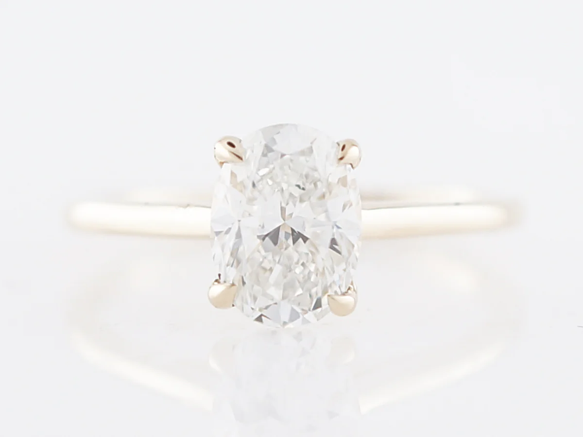 Engagement Ring Modern GIA 1.51 Oval Cut Diamond in 14k Yellow Gold