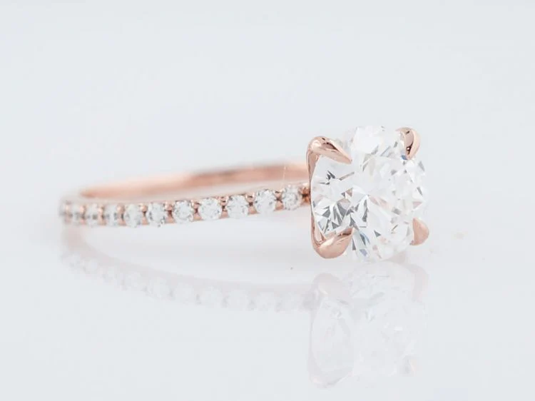Engagement Ring Modern GIA 1.51 Round Brilliant Cut Diamond in 14k Rose Gold - Image 2