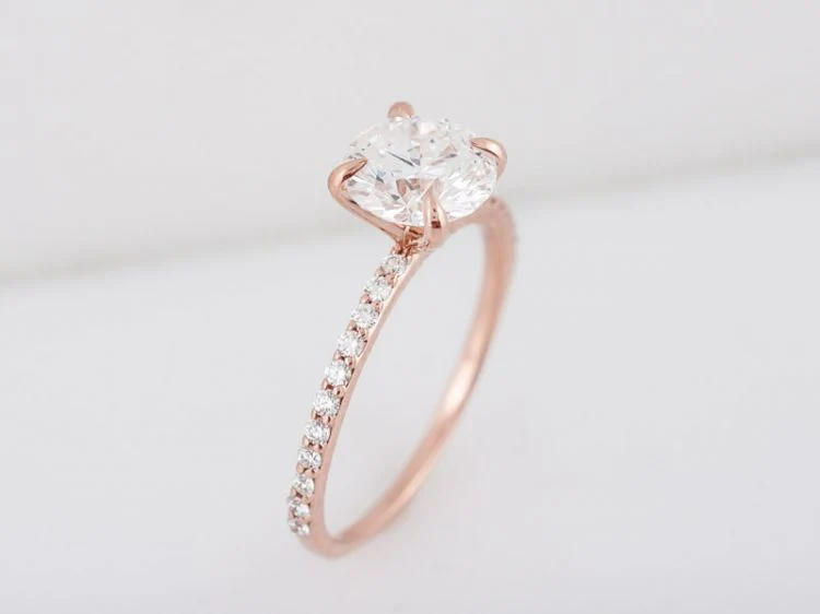 Engagement Ring Modern GIA 1.51 Round Brilliant Cut Diamond in 14k Rose Gold - Image 4