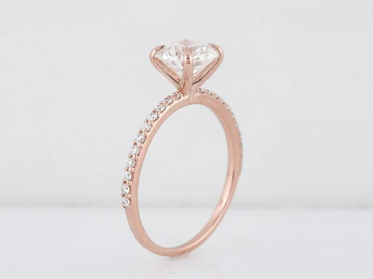 Engagement Ring Modern GIA 1.51 Round Brilliant Cut Diamond in 14k Rose Gold - Image 5
