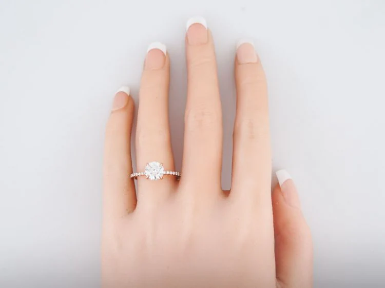 Engagement Ring Modern GIA 1.51 Round Brilliant Cut Diamond in 14k Rose Gold - Image 6
