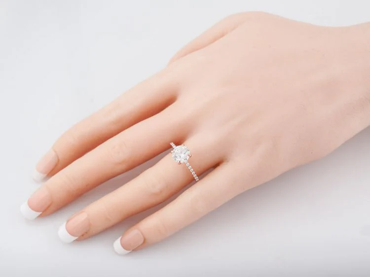 Engagement Ring Modern GIA 1.51 Round Brilliant Cut Diamond in 14k Rose Gold - Image 7
