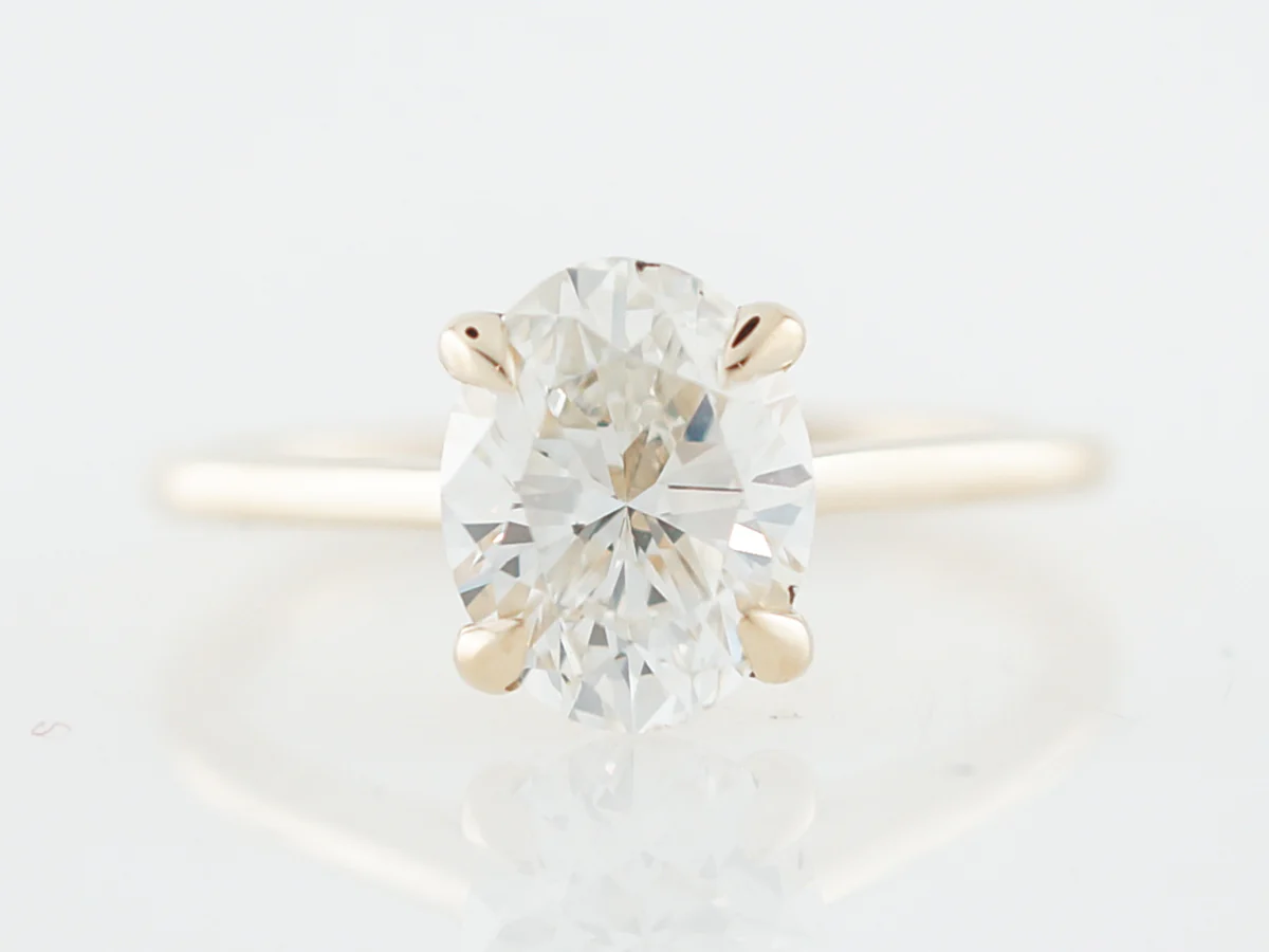 Engagement Ring Modern GIA 2.02 Oval Cut Diamond in 14k Yellow Gold