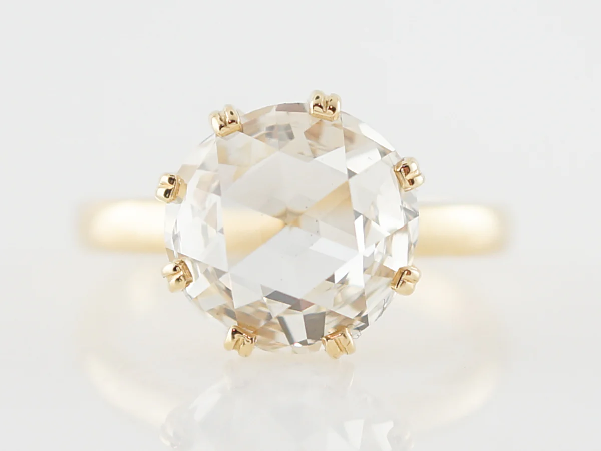 Engagement Ring Modern GIA 2.53 Rose Cut Diamond in 18k Yellow Gold