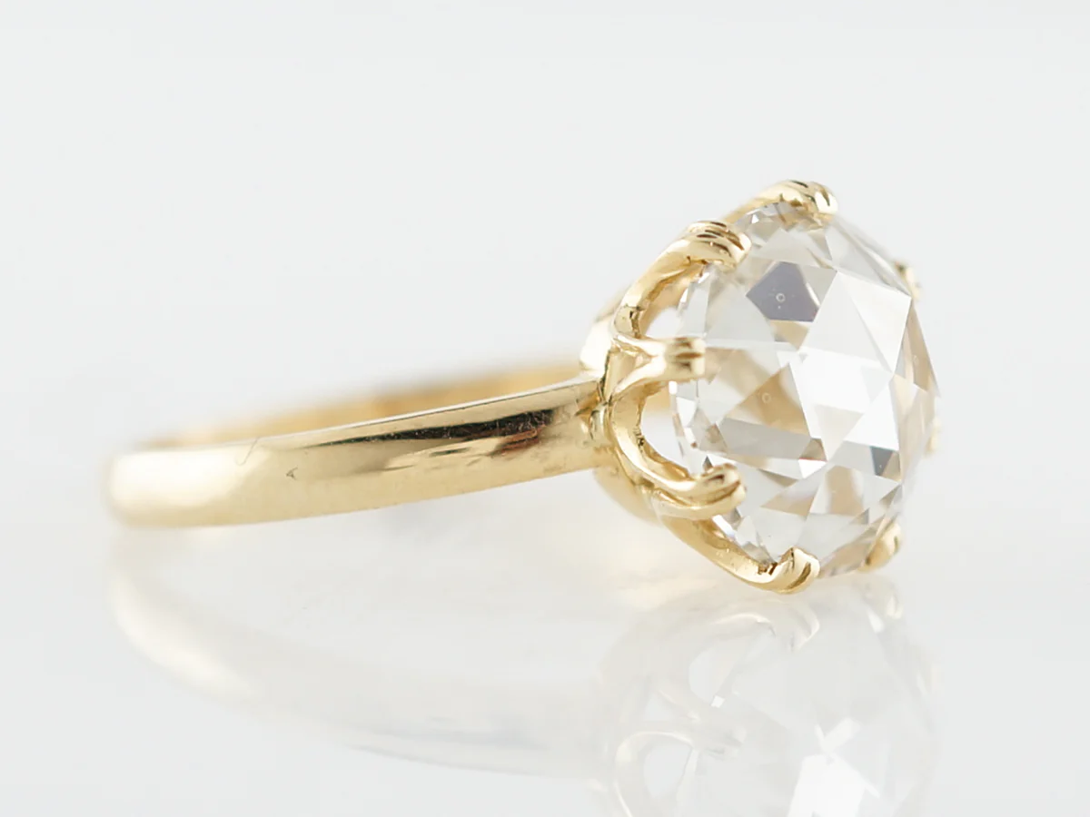 Engagement Ring Modern GIA 2.53 Rose Cut Diamond in 18k Yellow Gold - Image 3