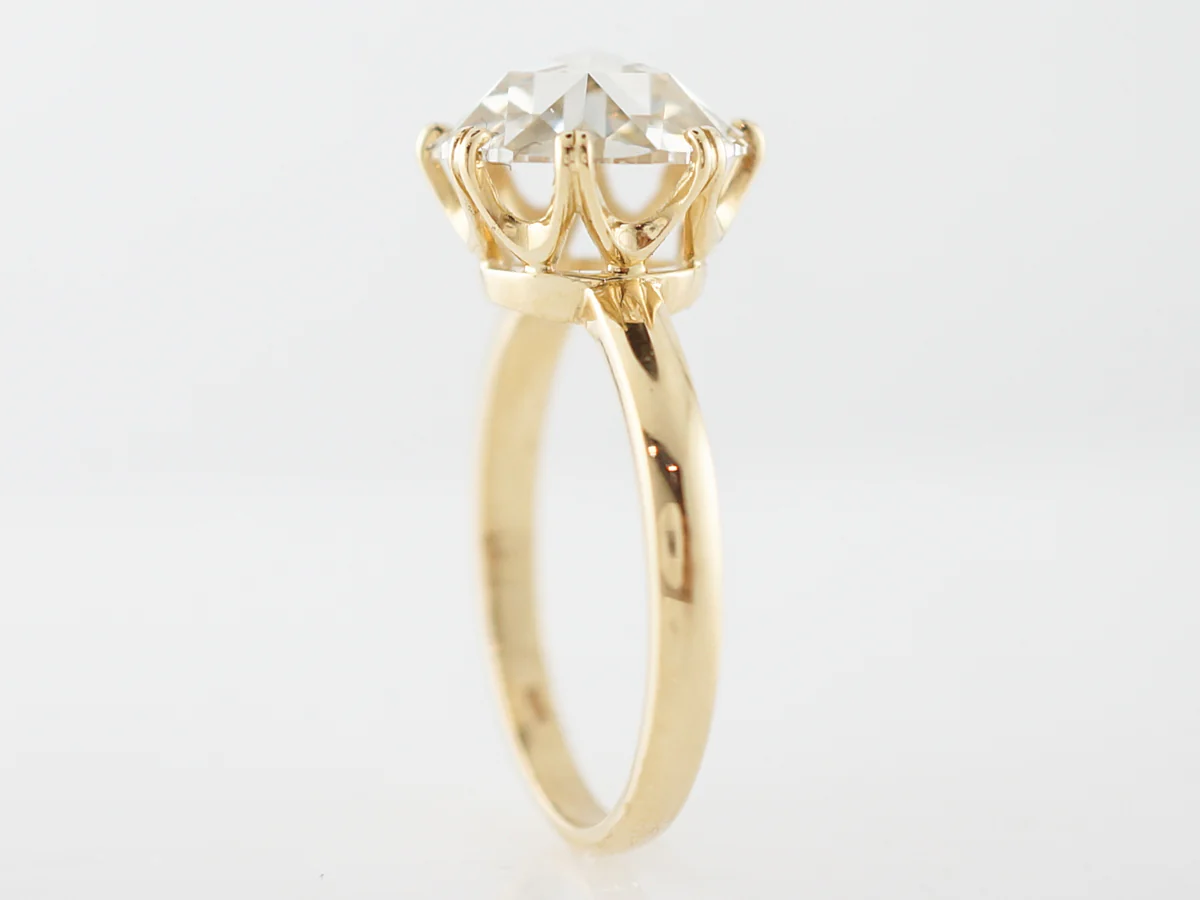 Engagement Ring Modern GIA 2.53 Rose Cut Diamond in 18k Yellow Gold - Image 5