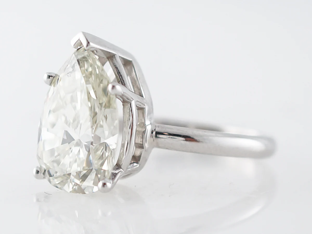 Engagement Ring Modern GIA 4.23 Pear Cut Diamond in 14k White Gold - Image 3