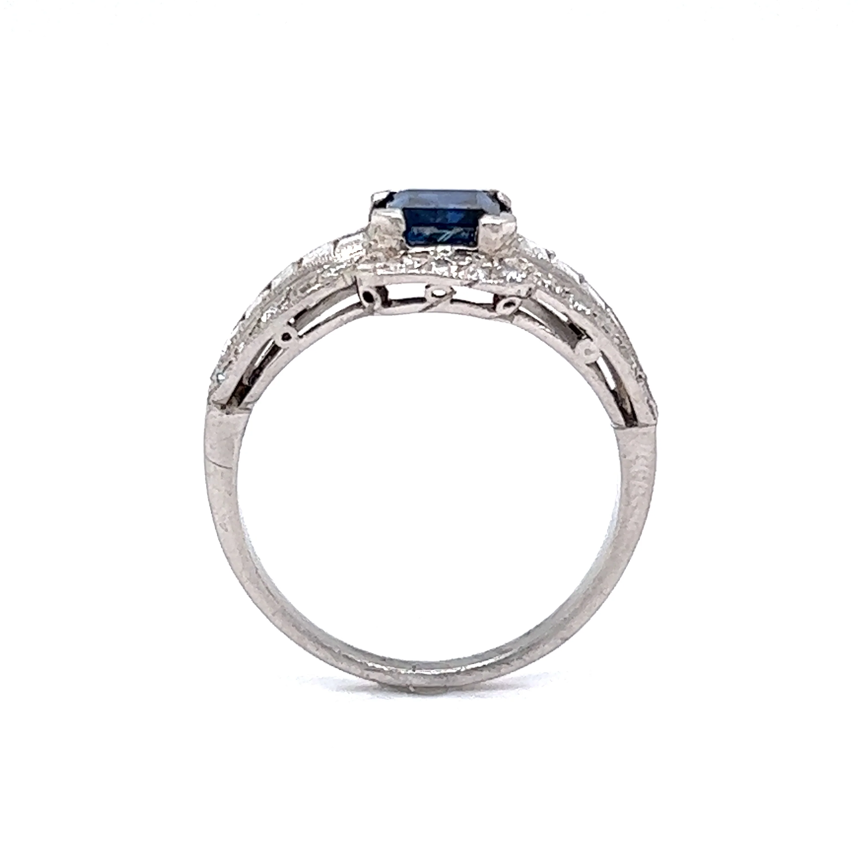 Engagement Ring Modern .85 Square Cut Sapphire in Platinum - Image 4