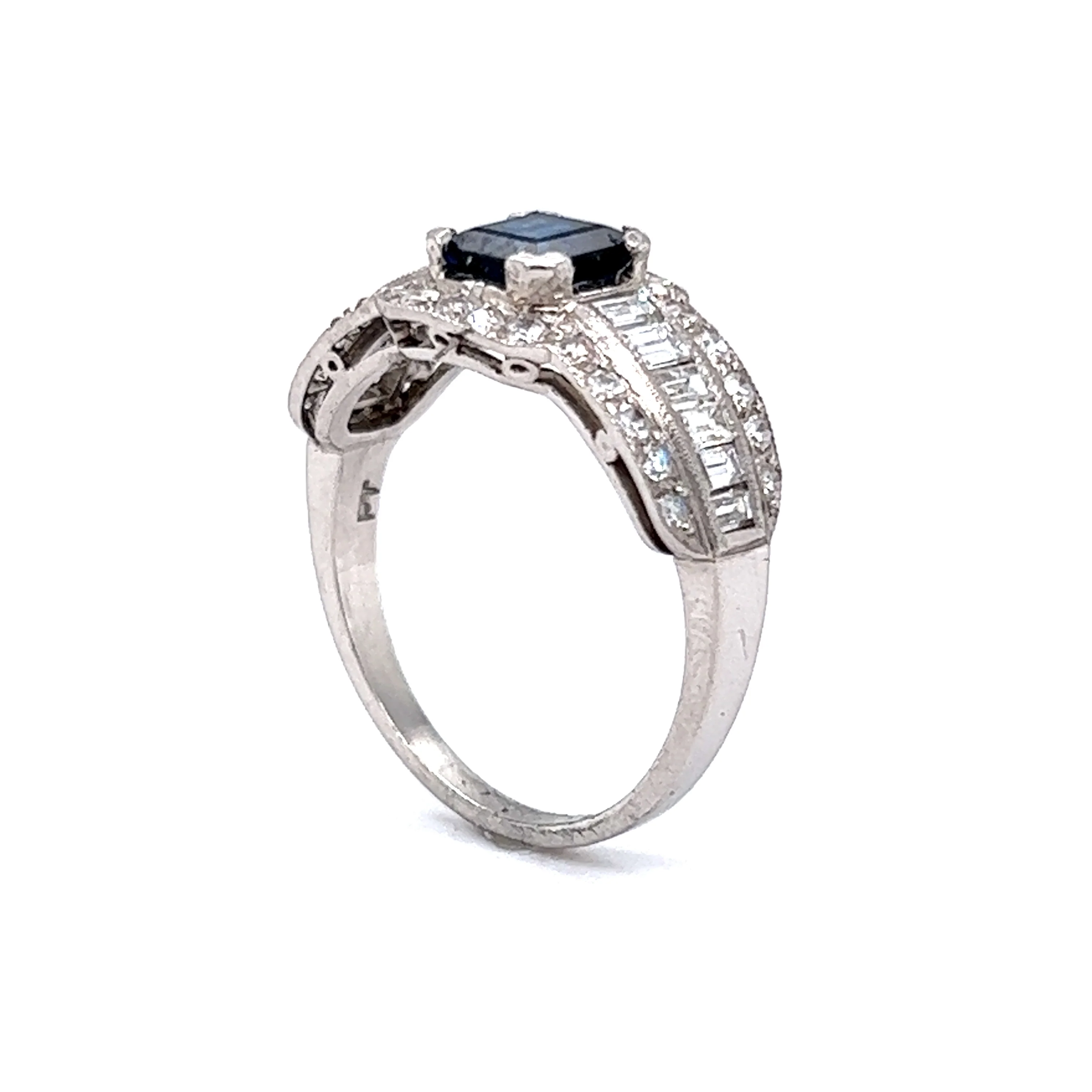Engagement Ring Modern .85 Square Cut Sapphire in Platinum - Image 5