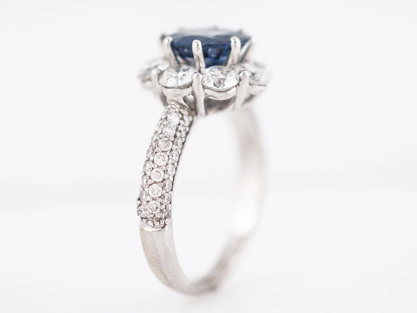 Engagement Ring Modern 1.45 Round Brilliant Cut Sapphire in 14k White Gold - Image 5