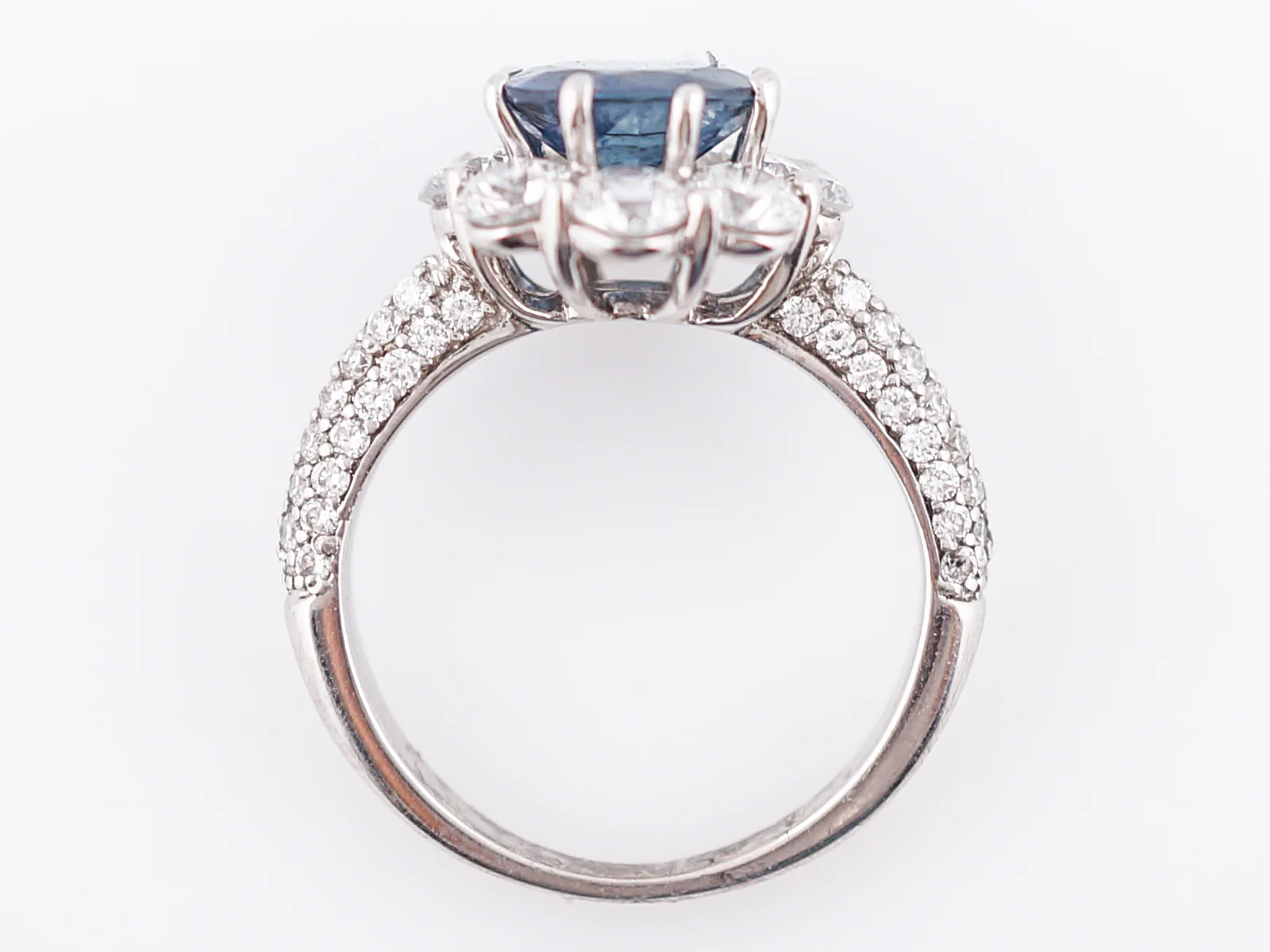 Engagement Ring Modern 1.45 Round Brilliant Cut Sapphire in 14k White Gold - Image 6