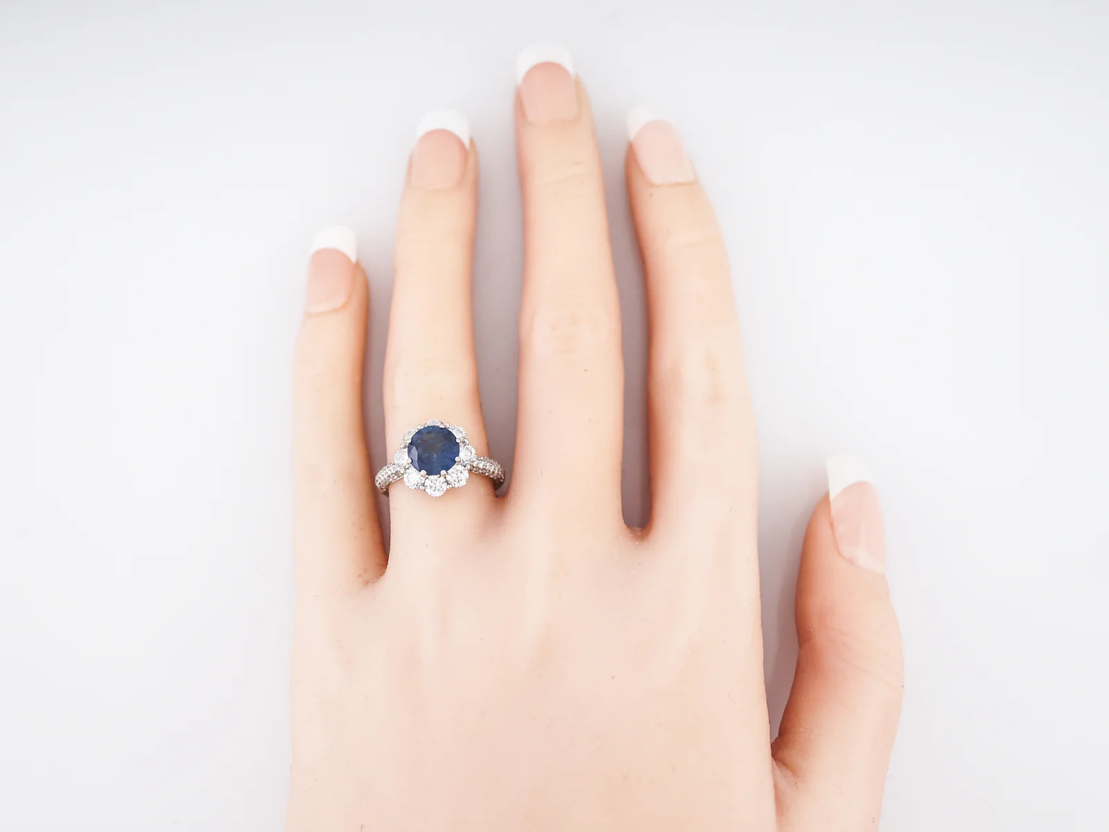 Engagement Ring Modern 1.45 Round Brilliant Cut Sapphire in 14k White Gold - Image 7