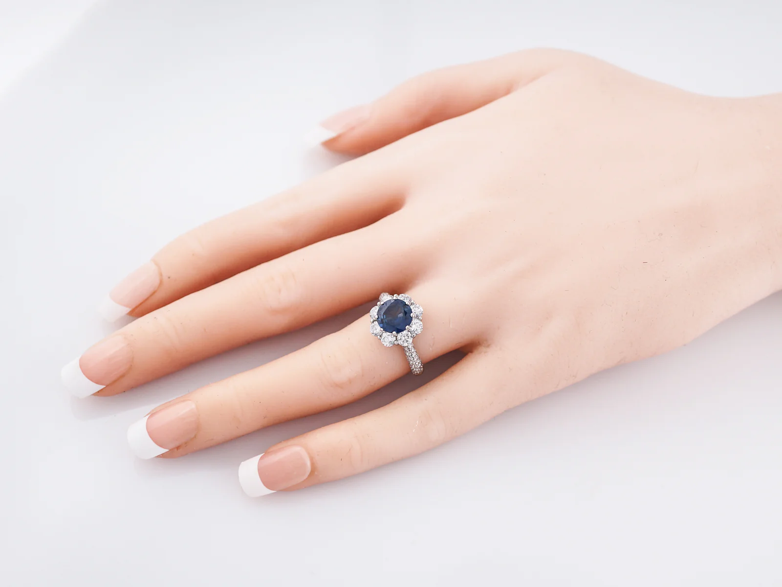 Engagement Ring Modern 1.45 Round Brilliant Cut Sapphire in 14k White Gold - Image 8