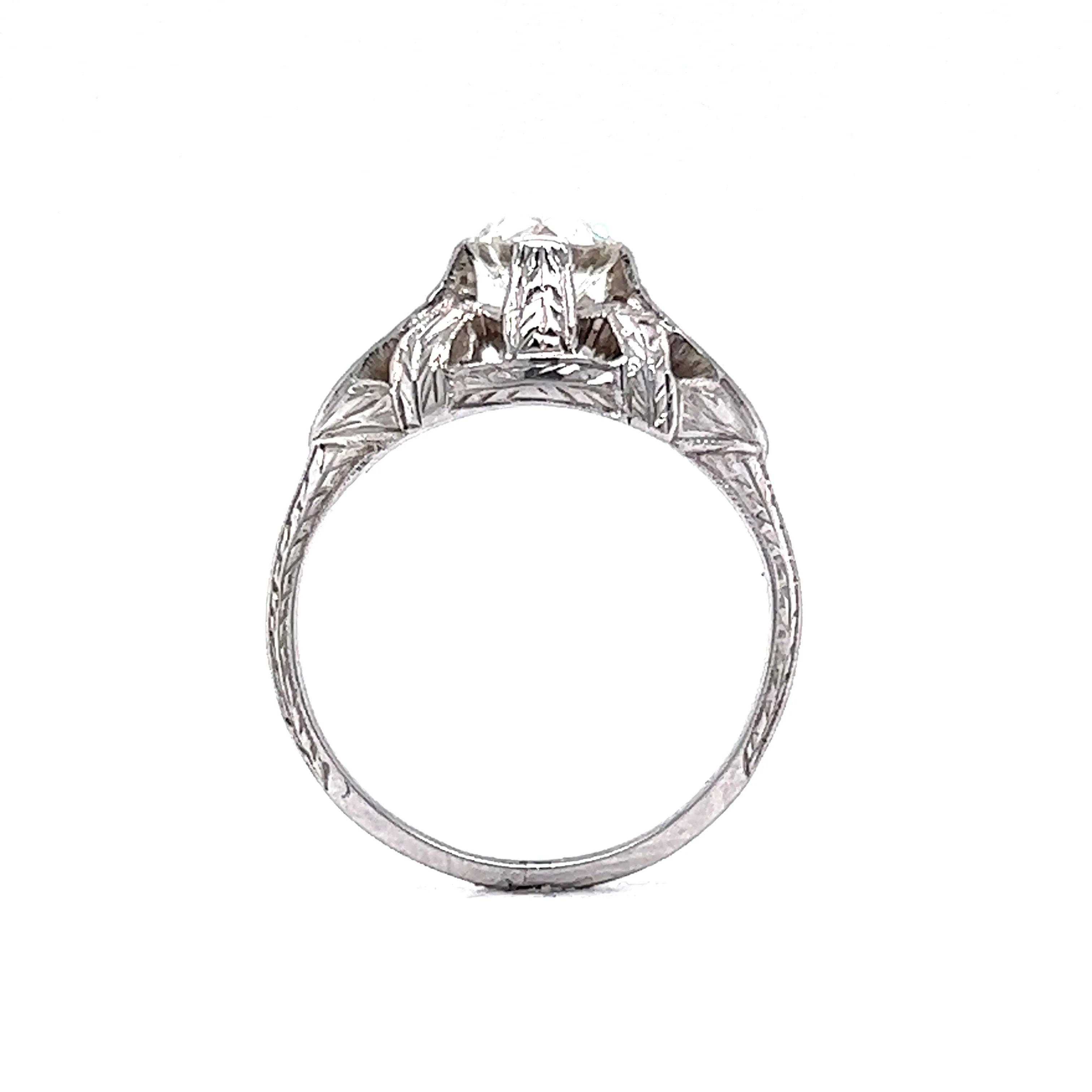 .62 Engraved Antique Engagement Ring Art Deco Diamond - Image 4