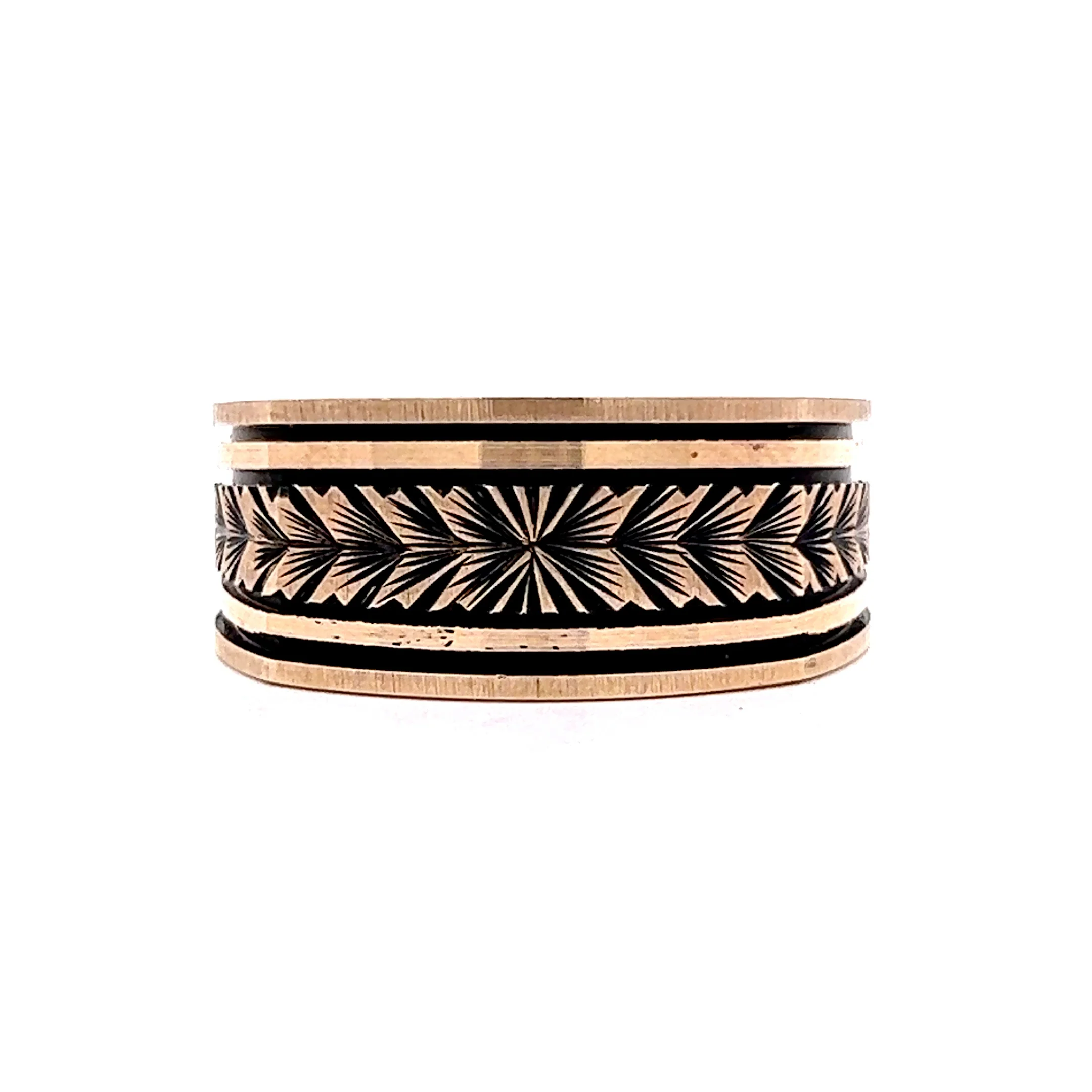 Men's Black Enamel Wedding Band in 14k Yellow Gold