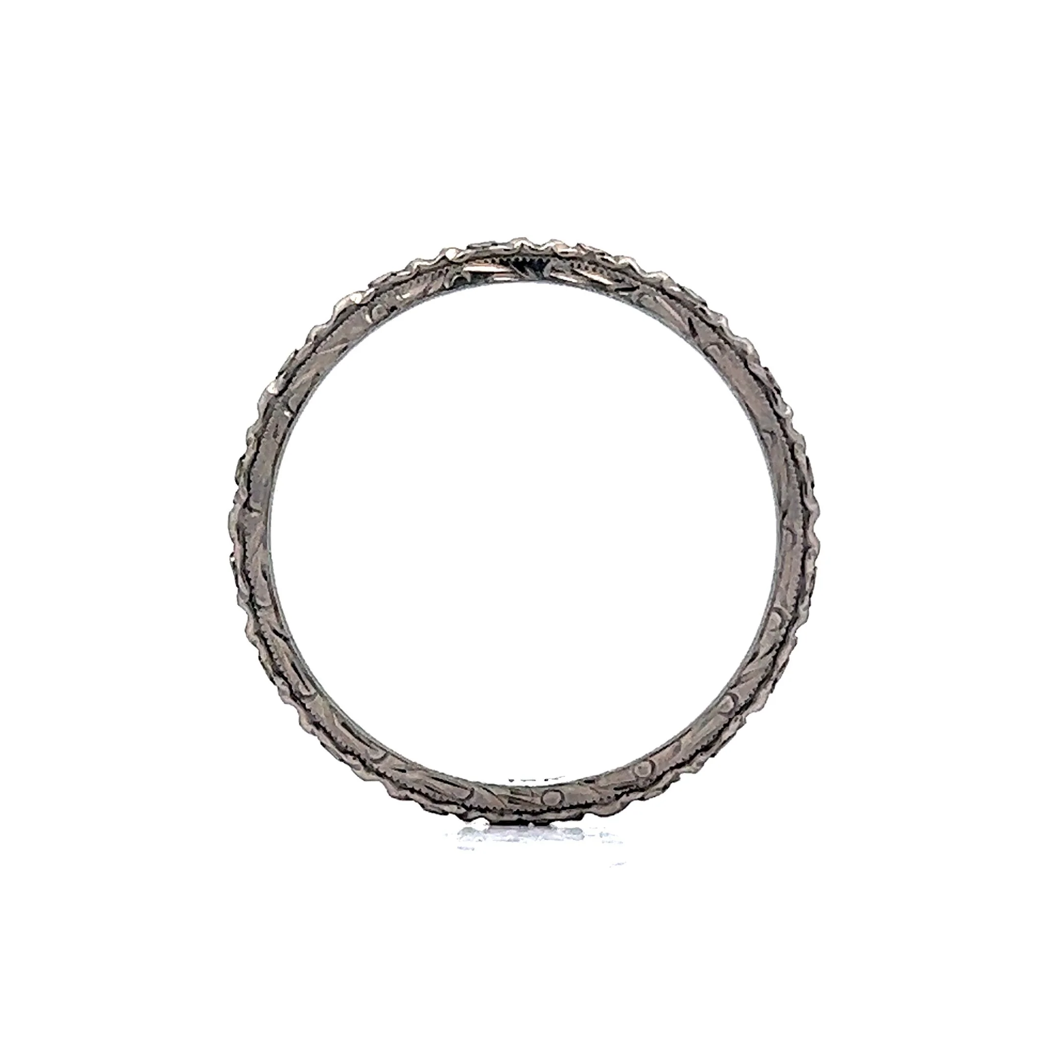 Vintage Art Deco Men's Wedding Band in 18k White Gold - Image 4