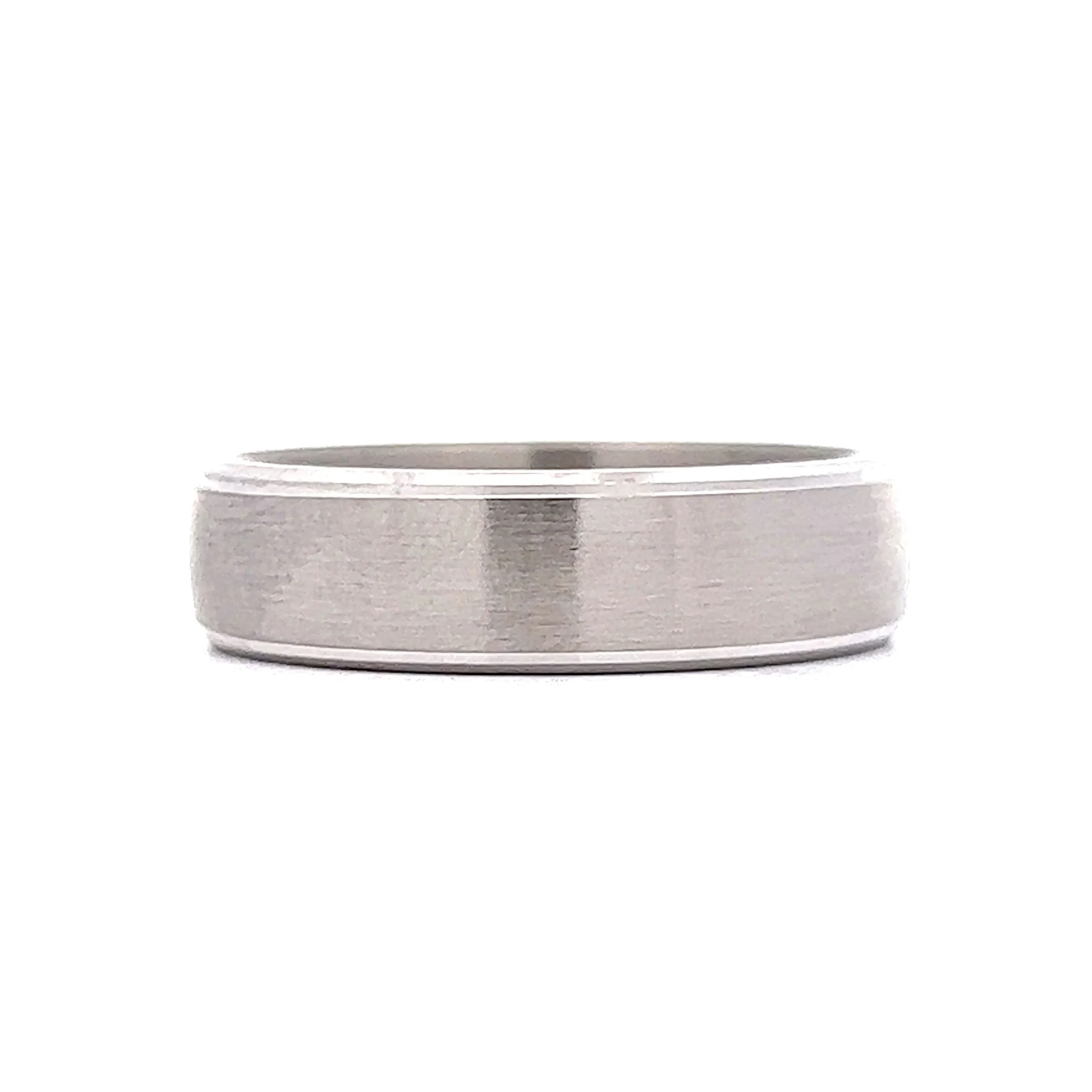 Benchmark Men's Comfort Fit Brushed Finish Wedding Band in 14k White Gold
