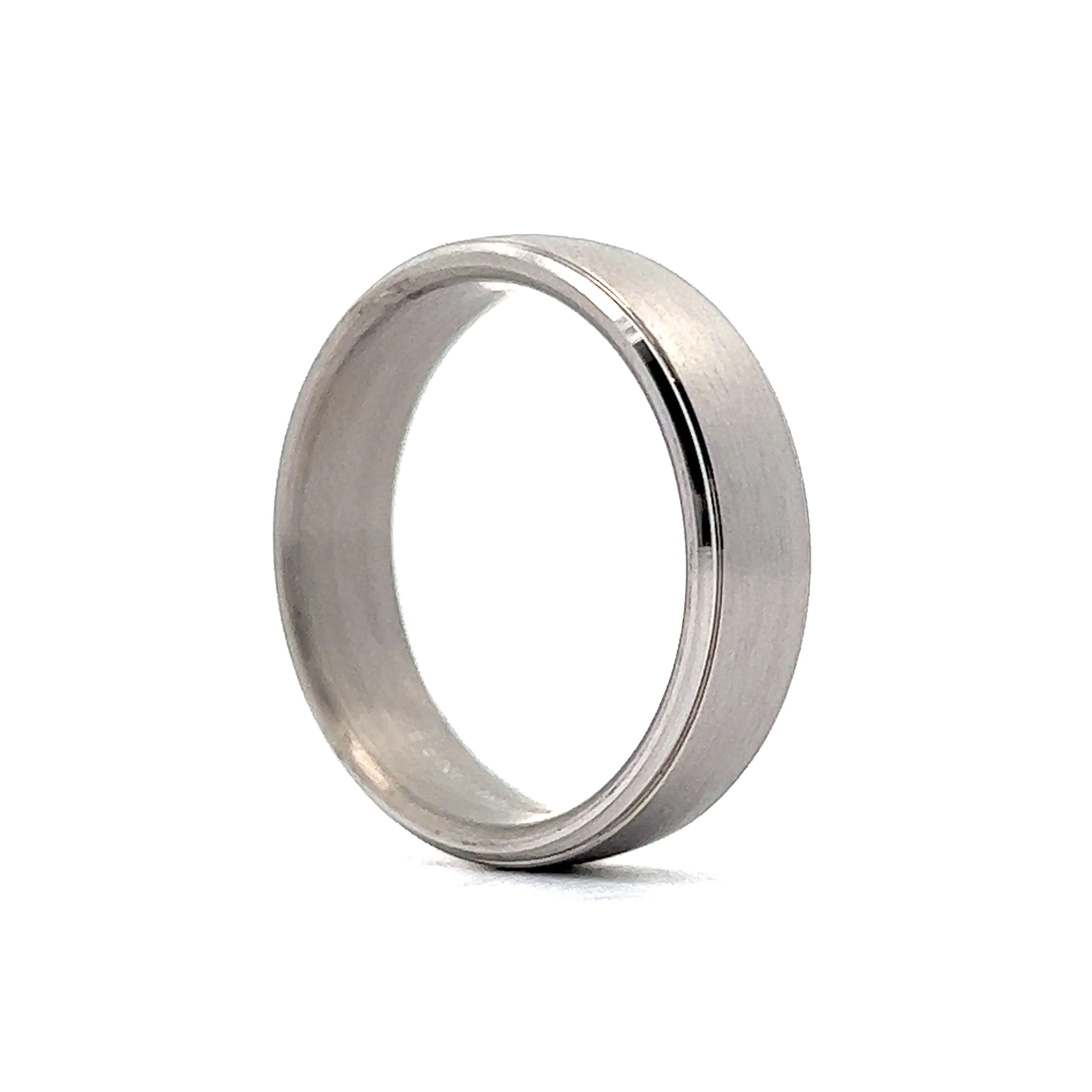 Benchmark Men's Comfort Fit Brushed Finish Wedding Band in 14k White Gold - Image 5