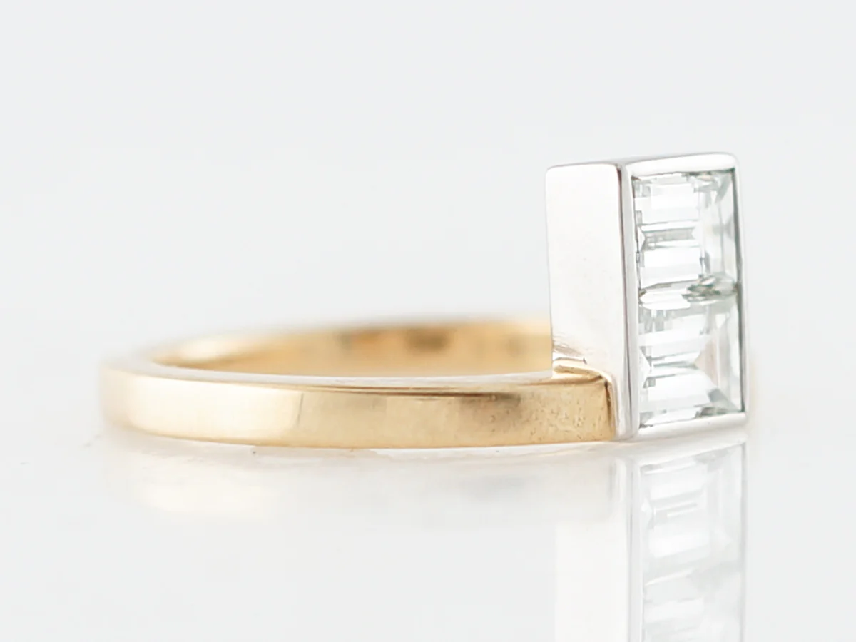 Erie Basin Right Hand Ring Modern GIA 1.13 Emerald Cut Diamonds in 18k Yellow Gold & Platinum - Image 3