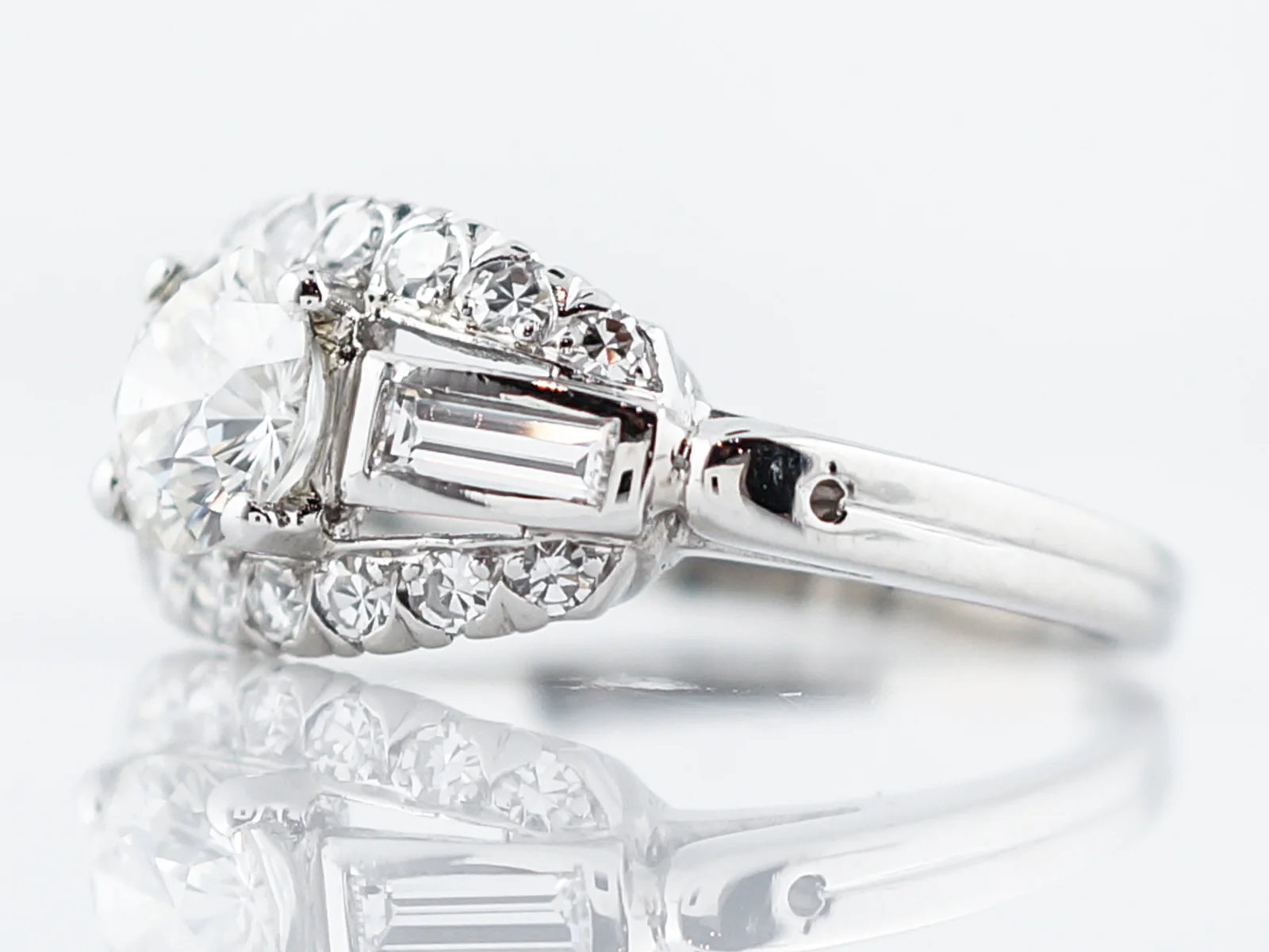 Estate Engagement Ring Late Art Deco in Platinum - Image 3