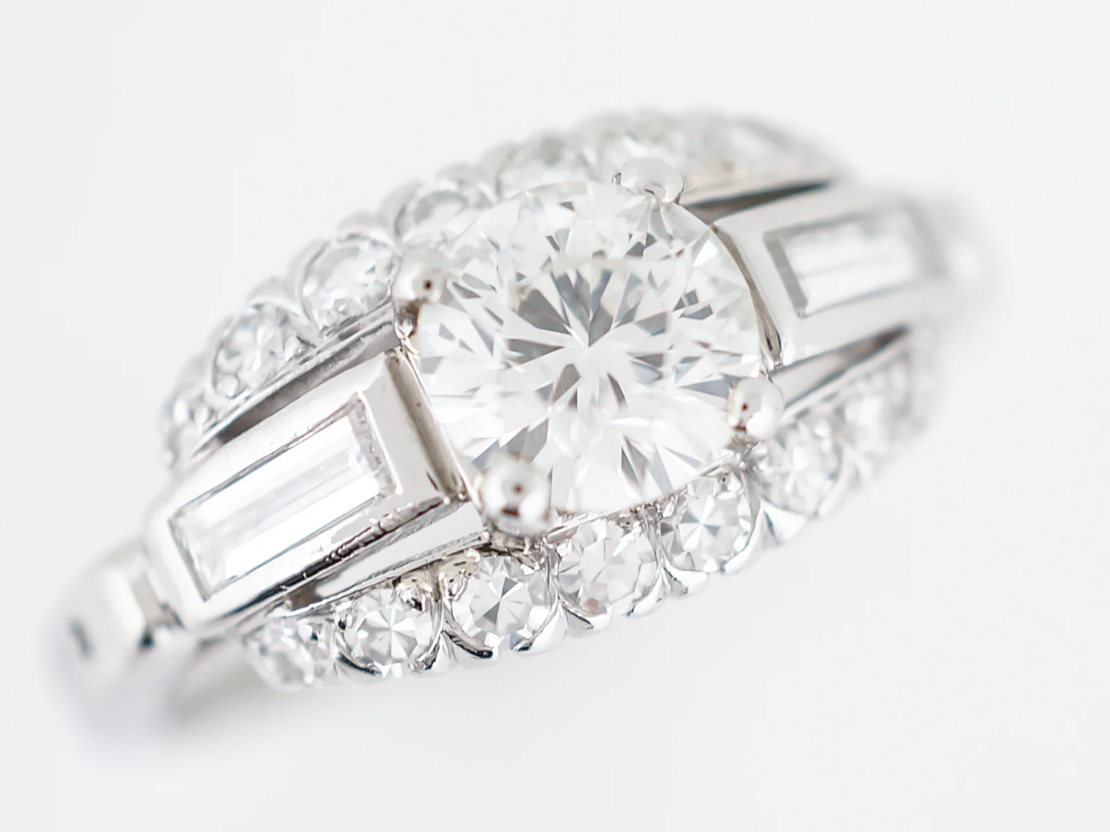 Estate Engagement Ring Late Art Deco in Platinum - Image 4