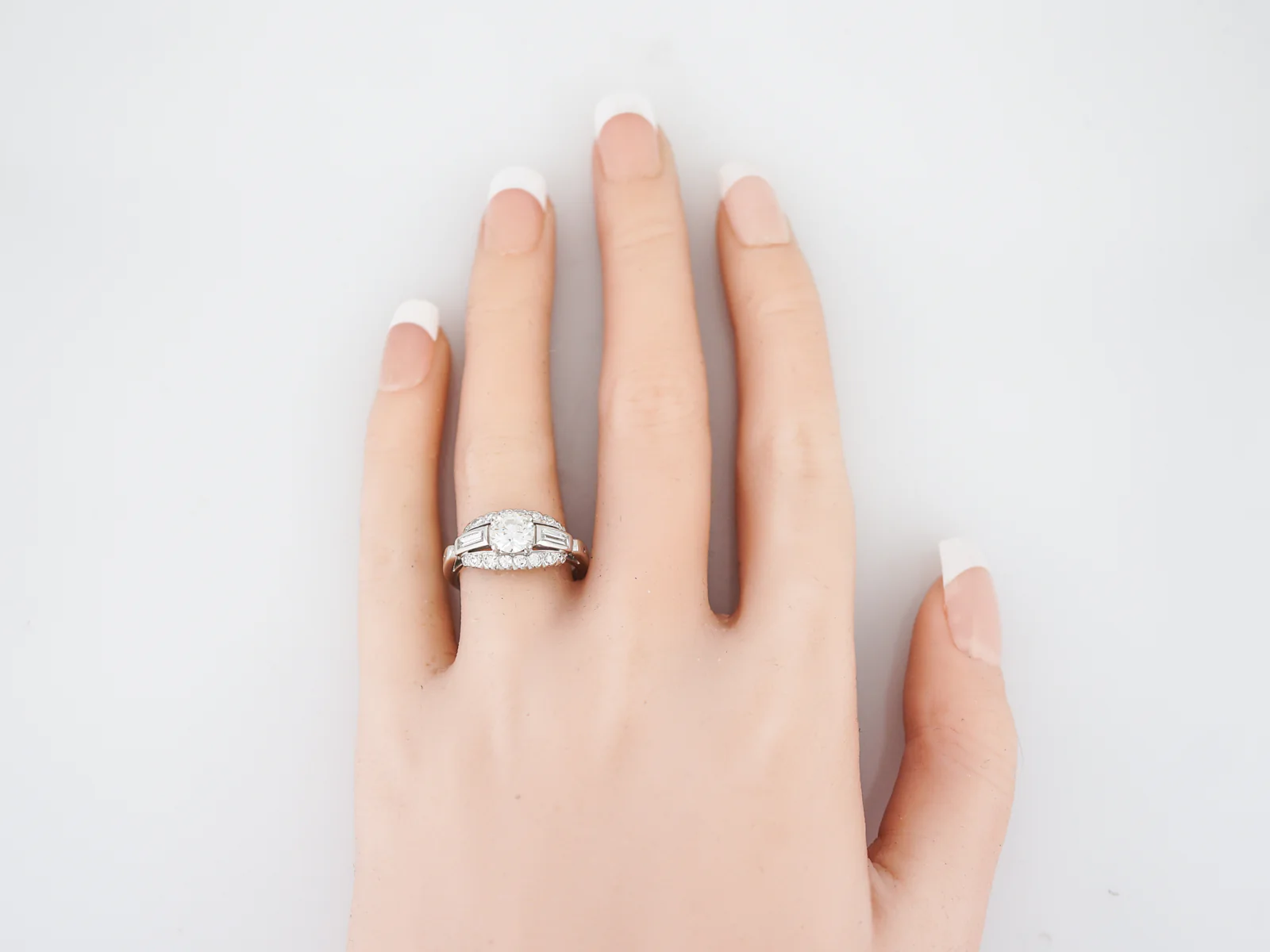 Estate Engagement Ring Late Art Deco in Platinum - Image 7