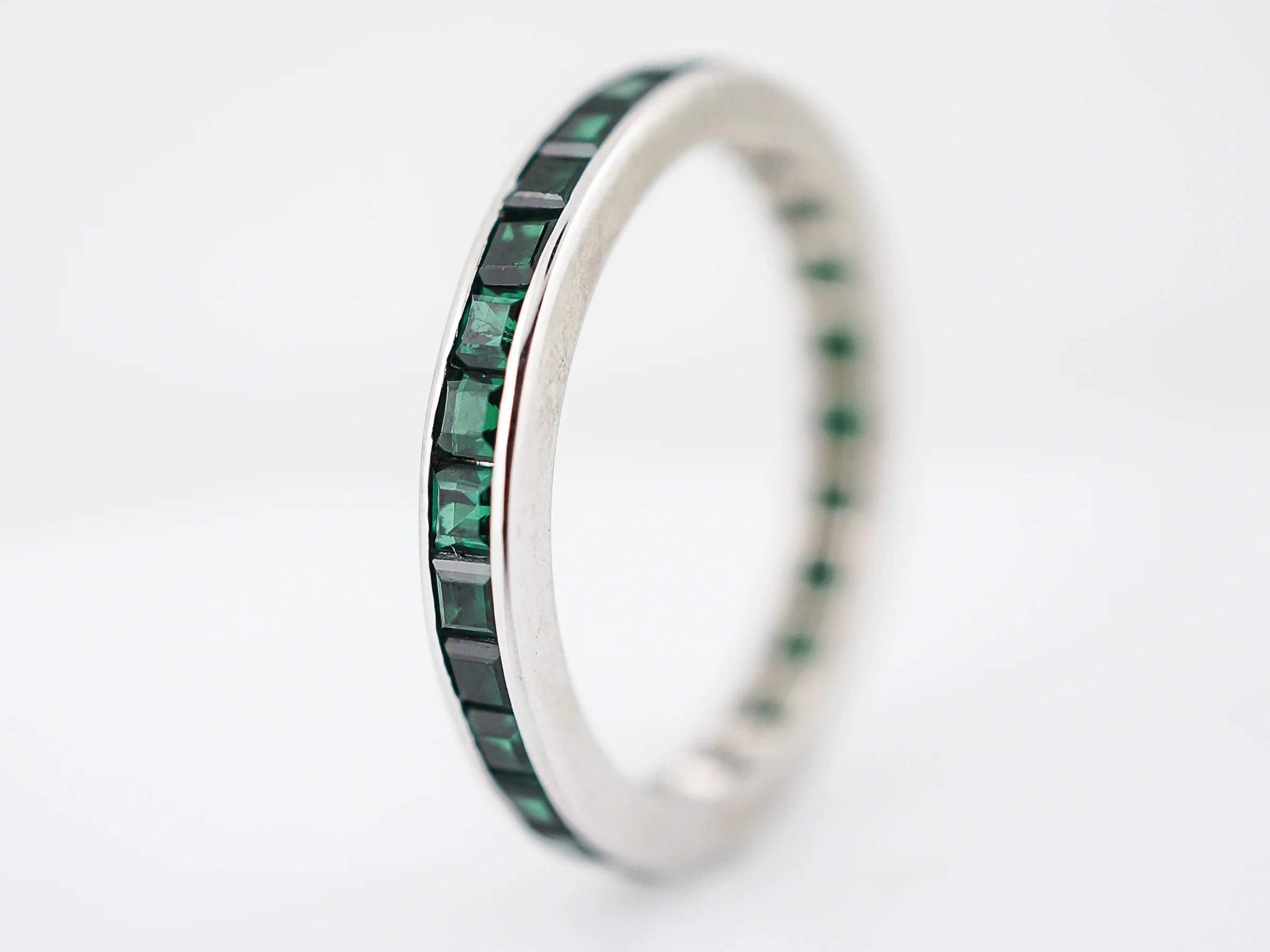 Eternity Band Modern 1.55 Square Cut Emeralds in 14K White Gold - Image 2
