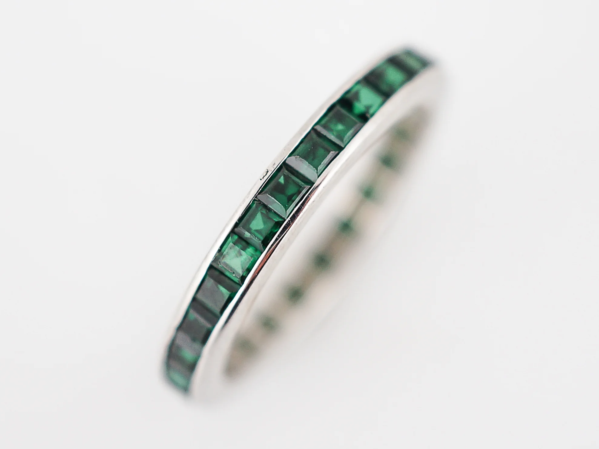 Eternity Band Modern 1.55 Square Cut Emeralds in 14K White Gold - Image 3