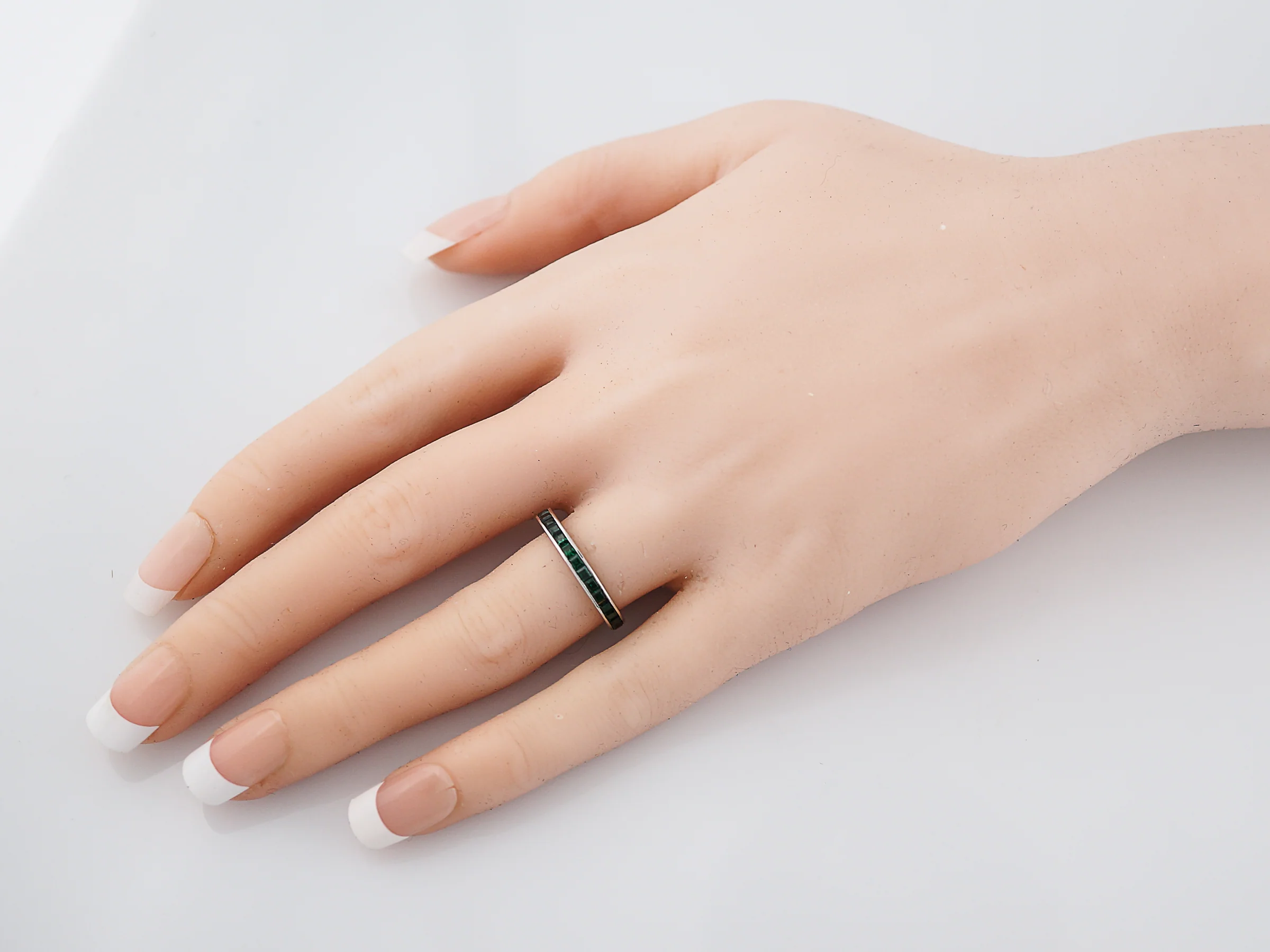 Eternity Band Modern 1.55 Square Cut Emeralds in 14K White Gold - Image 5