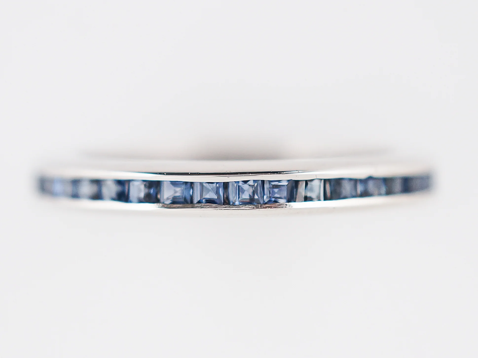 Eternity Wedding Band Modern 1.17 Square Cut Sapphire in 14k White Gold - Image 2