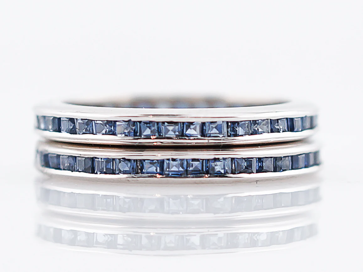Eternity Wedding Band Modern 1.17 Square Cut Sapphire in 14k White Gold - Image 5