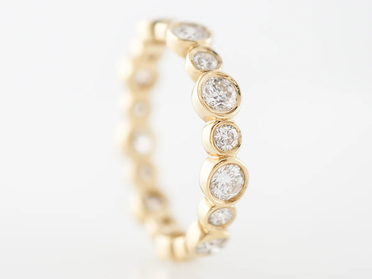 Eternity Wedding Band Modern 1.29 Round Brilliant Cut Diamonds in 18k Yellow Gold - Image 3