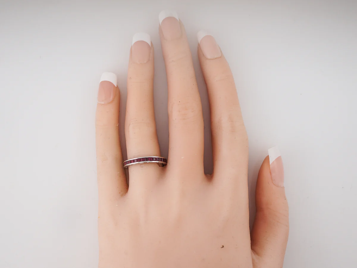 Eternity Wedding Band Modern 1.84 Square Cut Rubies in Platinum - Image 5