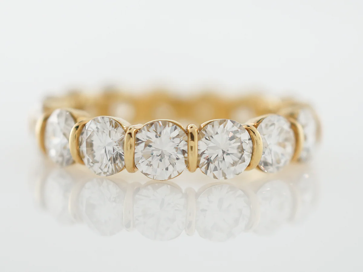 Eternity Wedding Band Modern 3.90 Round Brilliant Cut Diamond in 18k Yellow Gold - Image 2