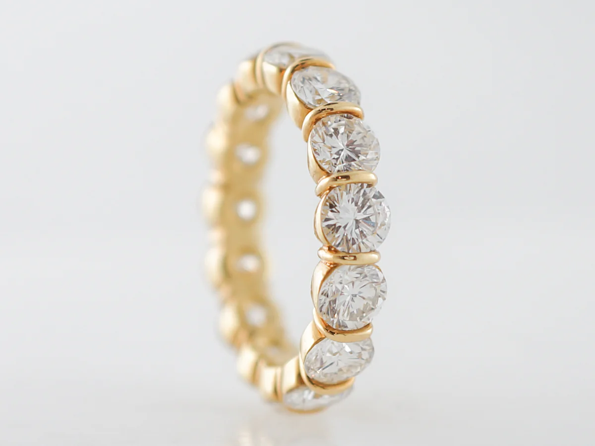 Eternity Wedding Band Modern 3.90 Round Brilliant Cut Diamond in 18k Yellow Gold - Image 4