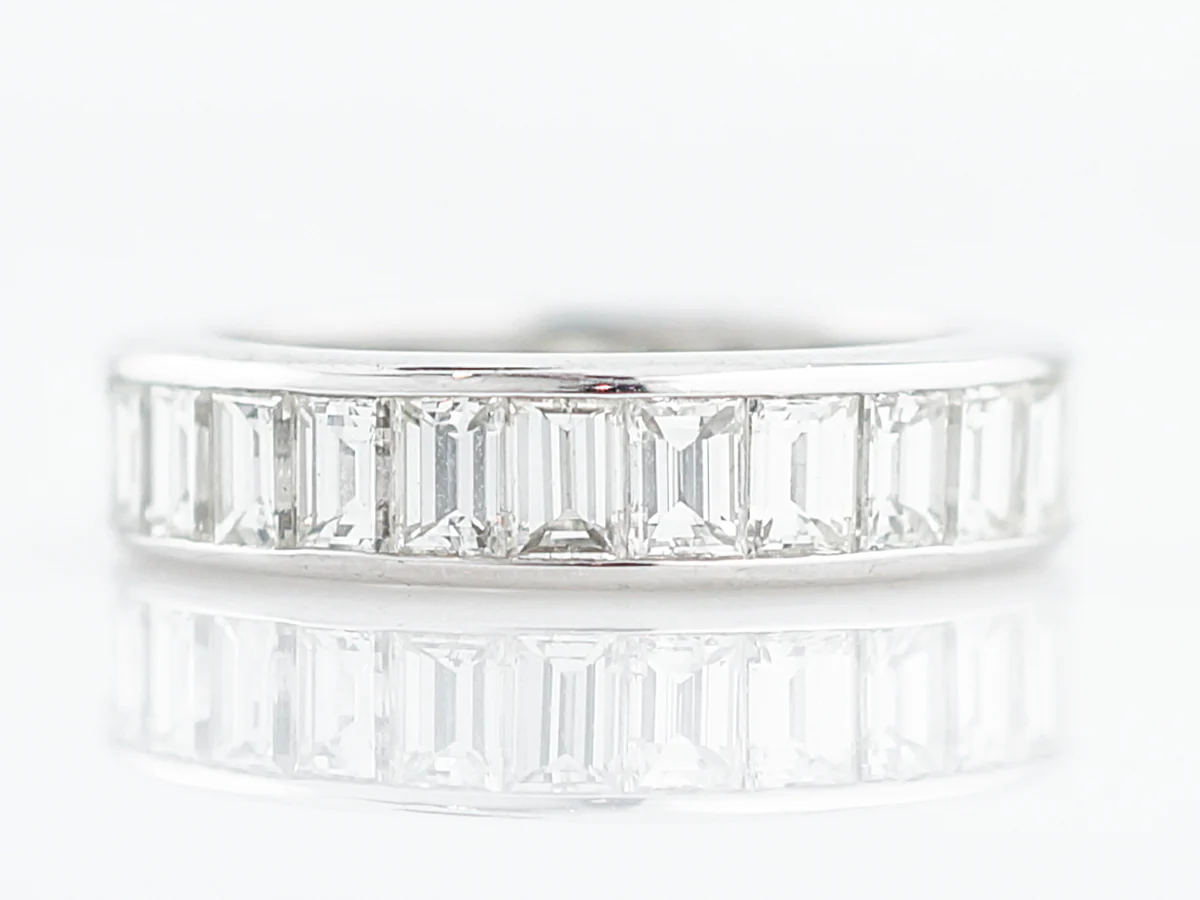 **RTV 1/10/19**Eternity Wedding Band Modern 4.33 Emerald Cut Diamonds in Platinum
