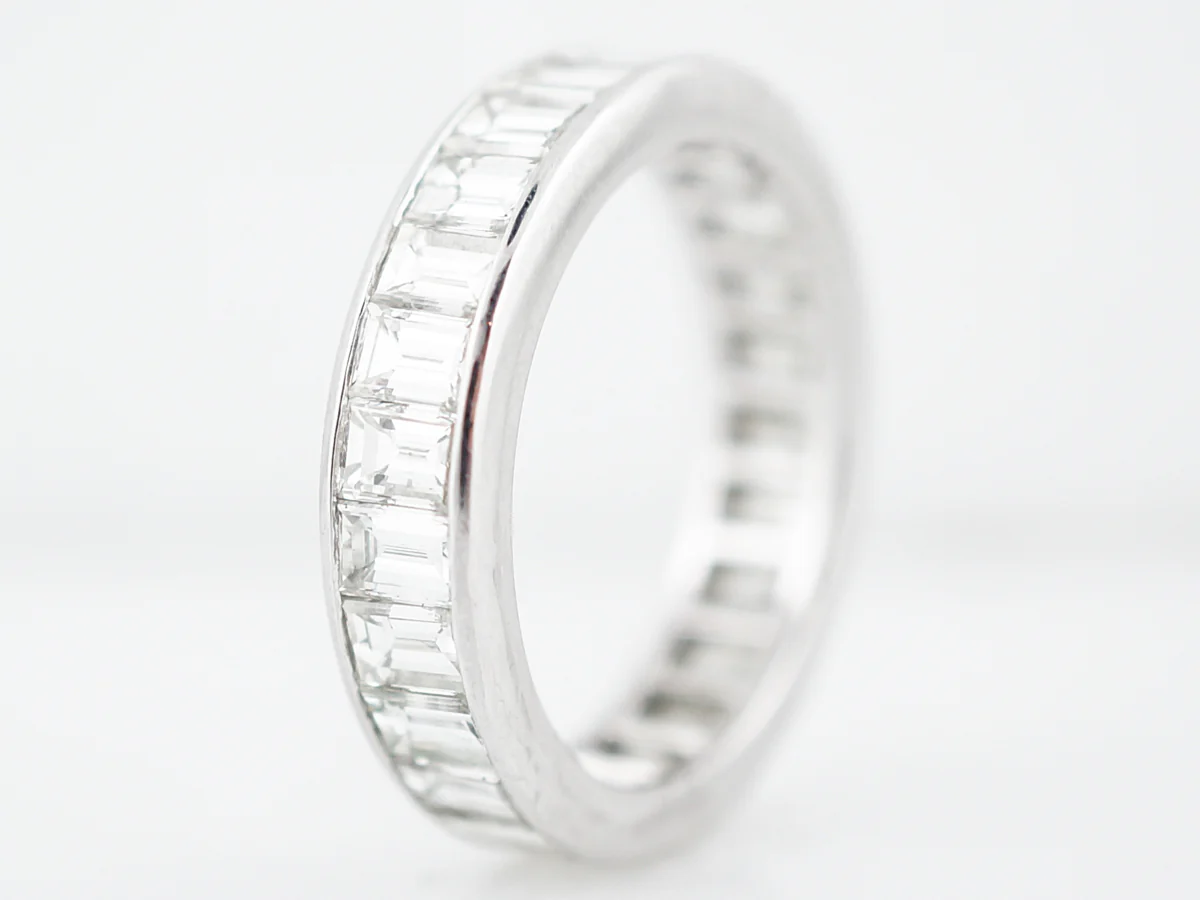 **RTV 1/10/19**Eternity Wedding Band Modern 4.33 Emerald Cut Diamonds in Platinum - Image 2