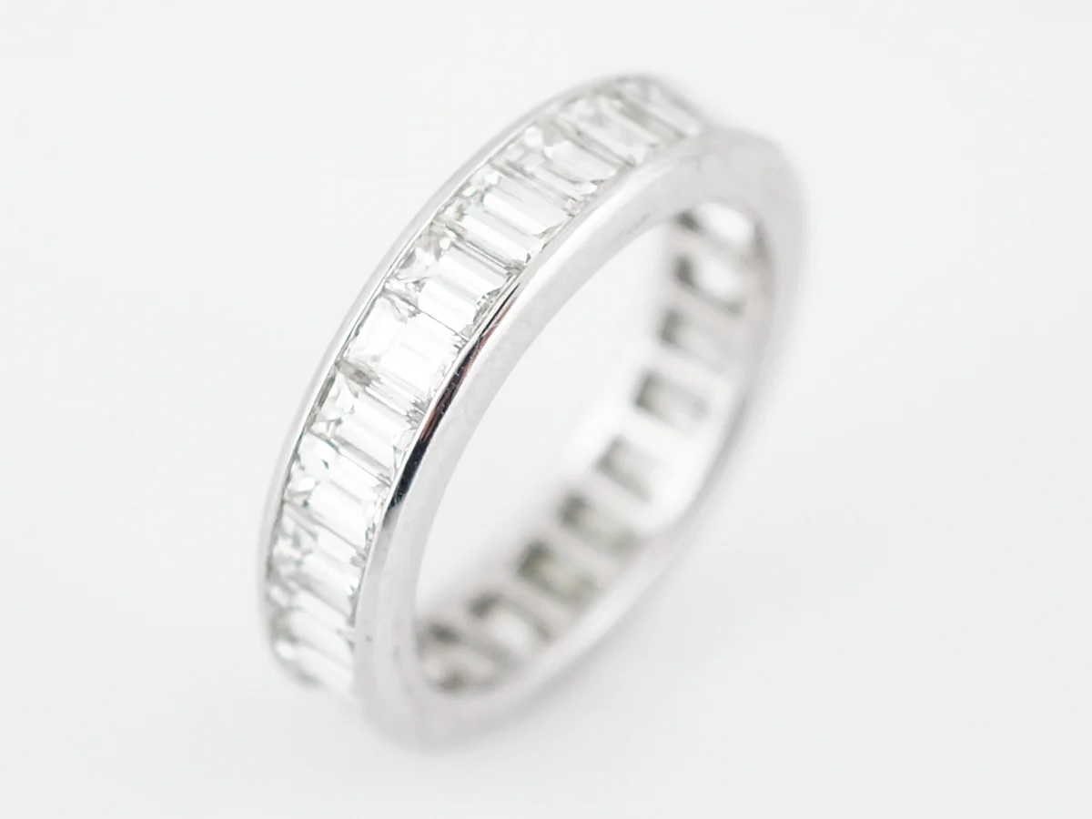 **RTV 1/10/19**Eternity Wedding Band Modern 4.33 Emerald Cut Diamonds in Platinum - Image 3