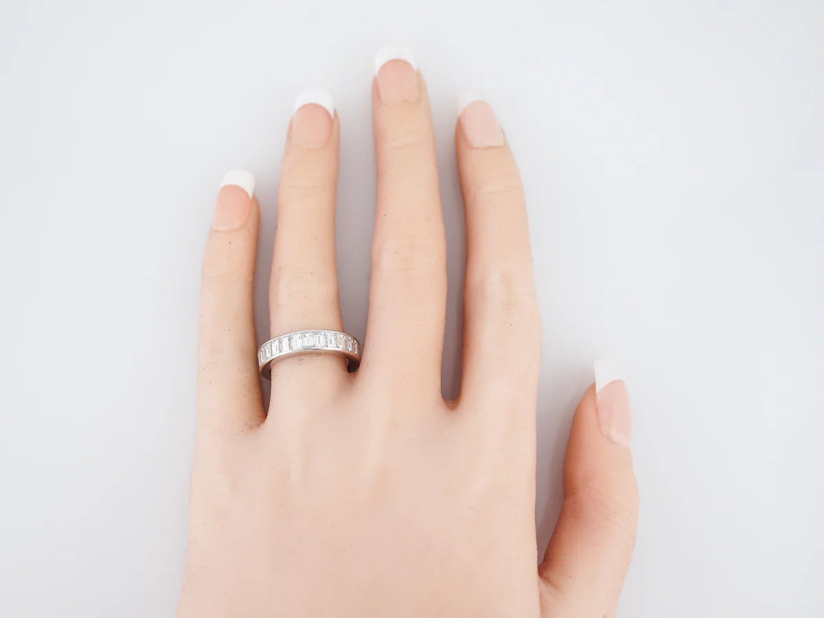 **RTV 1/10/19**Eternity Wedding Band Modern 4.33 Emerald Cut Diamonds in Platinum - Image 4