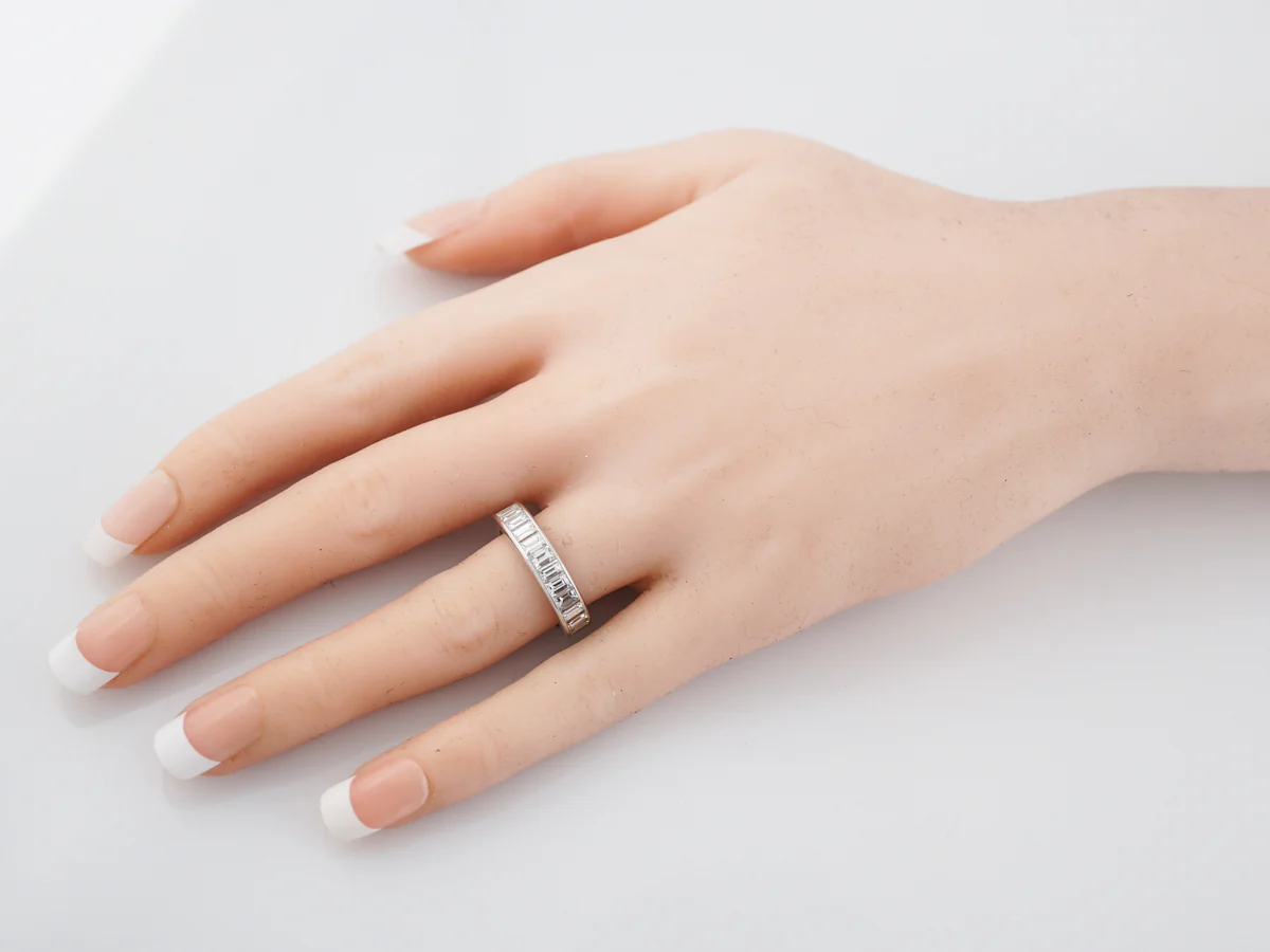 **RTV 1/10/19**Eternity Wedding Band Modern 4.33 Emerald Cut Diamonds in Platinum - Image 5